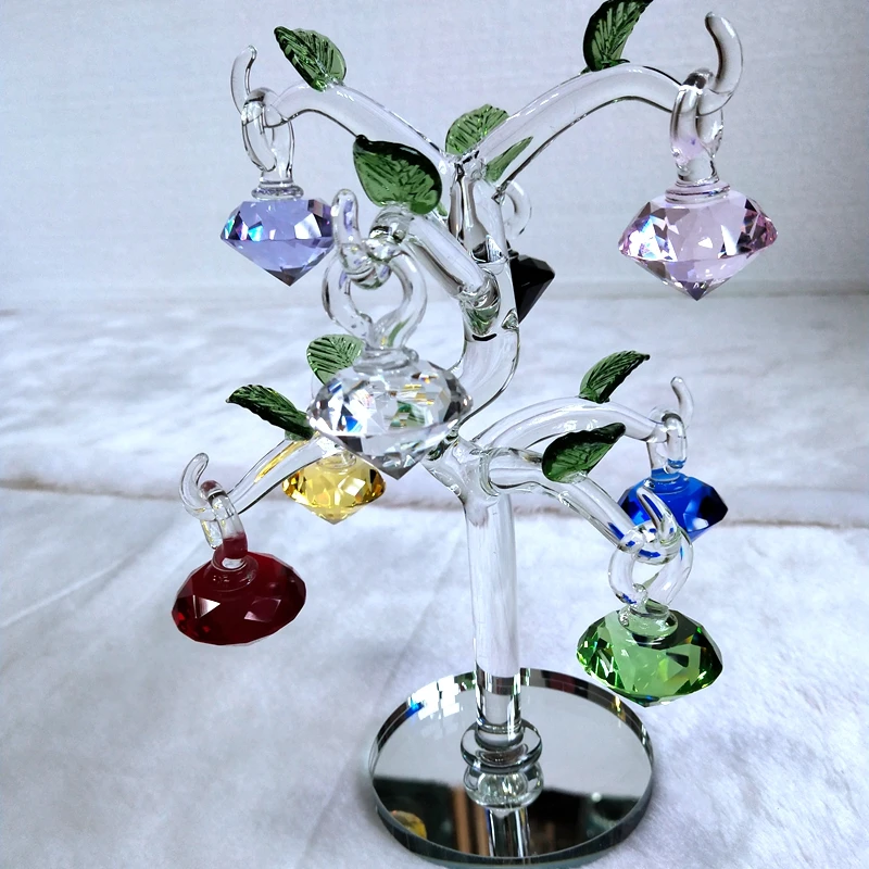 Crystal Diamond Tree Ornaments 12 8 6 Hangs Diamonds Glass Fengshui Crafts Home Decor Figurines Christmas New Year Gift Souvenir