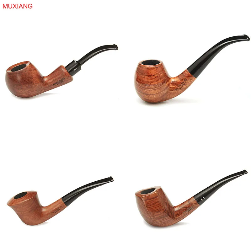 MUXIANG 16 Types Free 10 Smoking Pipe Tools Bent kevazingo wood Tobacco Pipe Handmade Smoking Pipe with Filters ad0003-ad0020