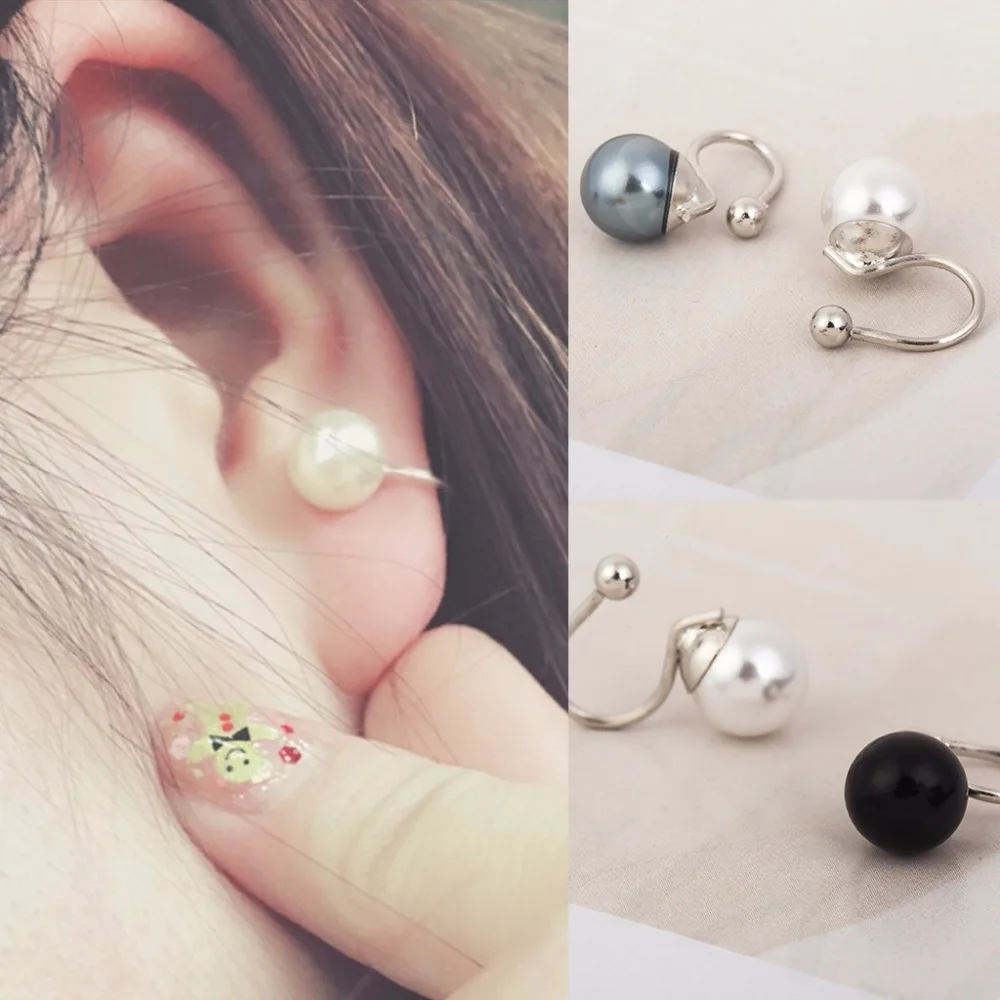 European American Punk Ear Bone Simulated Pearl Ear Cuff Clip Earring for Women Jewelry Gift Pendientes U Shape Ear Clip