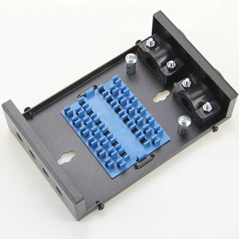 FC blank terminal box 4 cores SPCC FTTH 4 ports FC fiber optic patch panel FTTX distribute box black ELINK 1.0mm thickened 3pcs