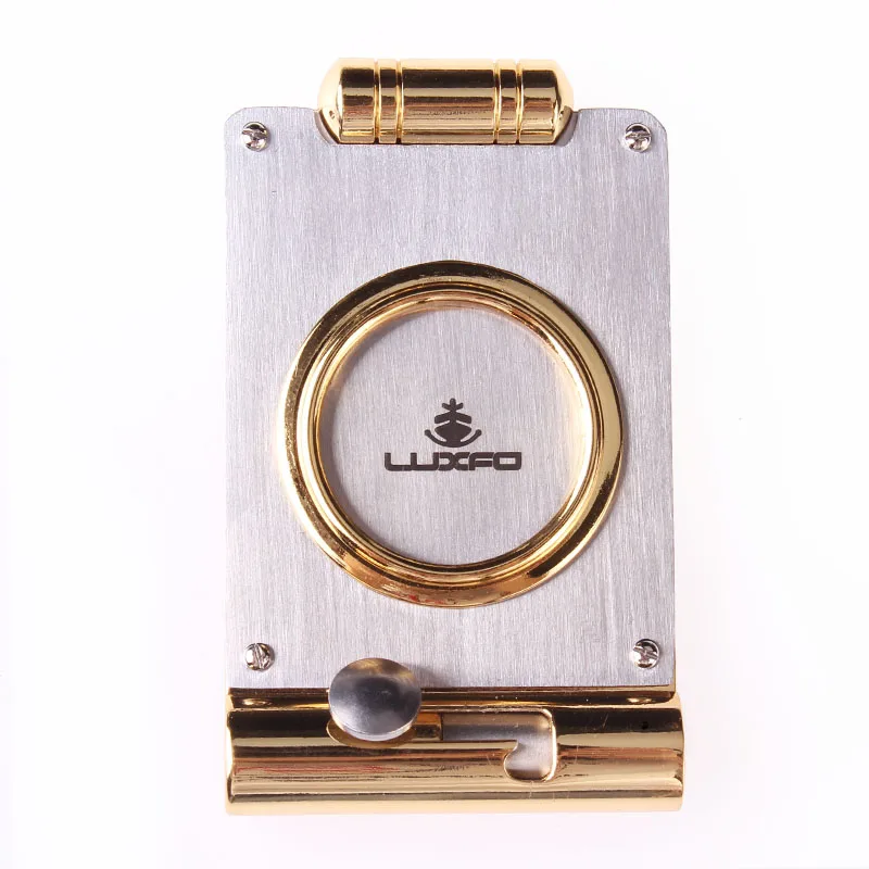 LUXFO 2 in 1 Stainless Steel Cigar Cutter With Cigar Punch Metal Guillotine In Gift Box