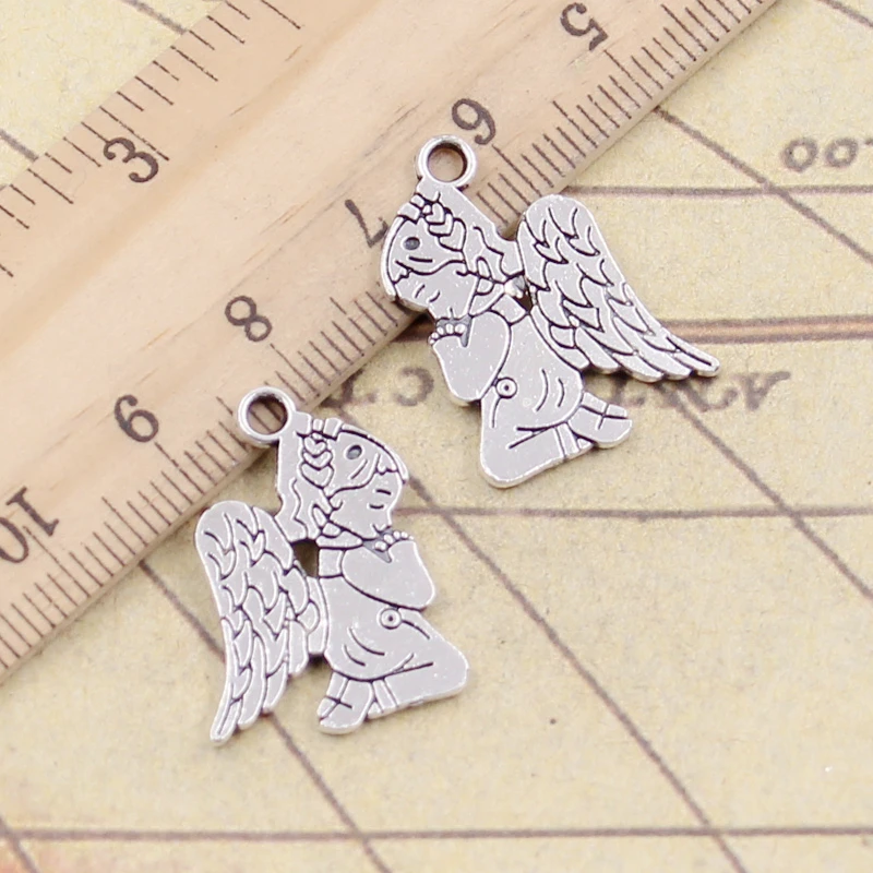 20pcs Charms Pray Angel 24x17mm Tibetan Bronze Silver Color Pendants Antique Jewelry Making DIY Handmade Craft