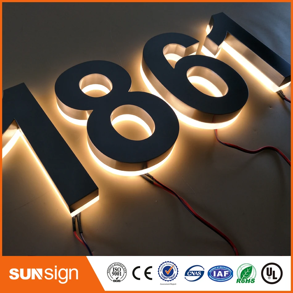 H 25Cm Outdoor/Indoor Outlet Rvs Backlit Huisnummer Led Letters Teken