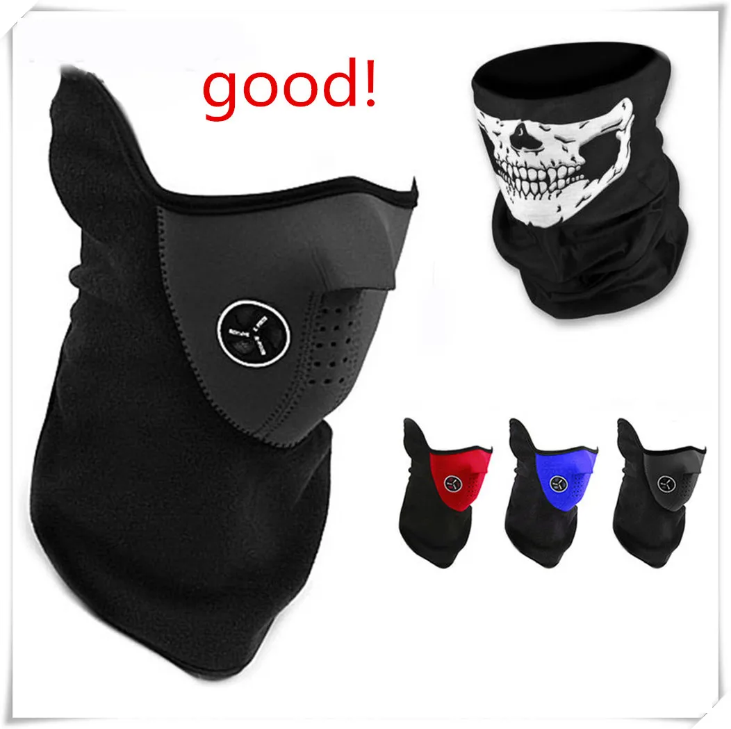 Motorcycle  Face Mask Cover Fleece Unisex Neck Guard skull Scarf White For  YAMAHA FZ6S FZ6N Buell 1125CR 1125R 