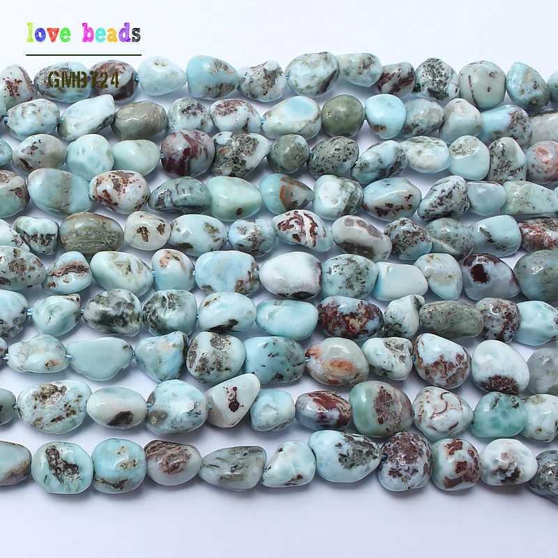 8-10mm irregular natural genuine larimar beads for jewelry making 15inches natural stone beads diy bracelet