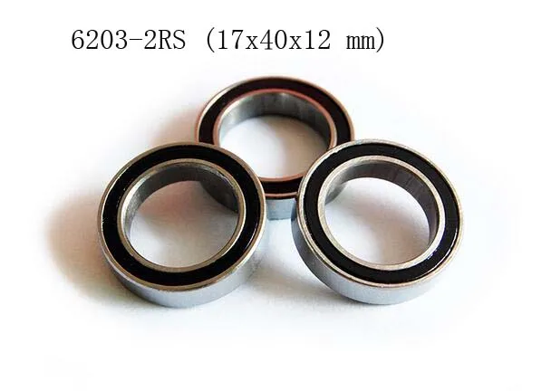 (4 PCS) 6203-2RS (17x40x12 mm) Rubber Sealed Ball Bearing Set (BLACK) 6203RS