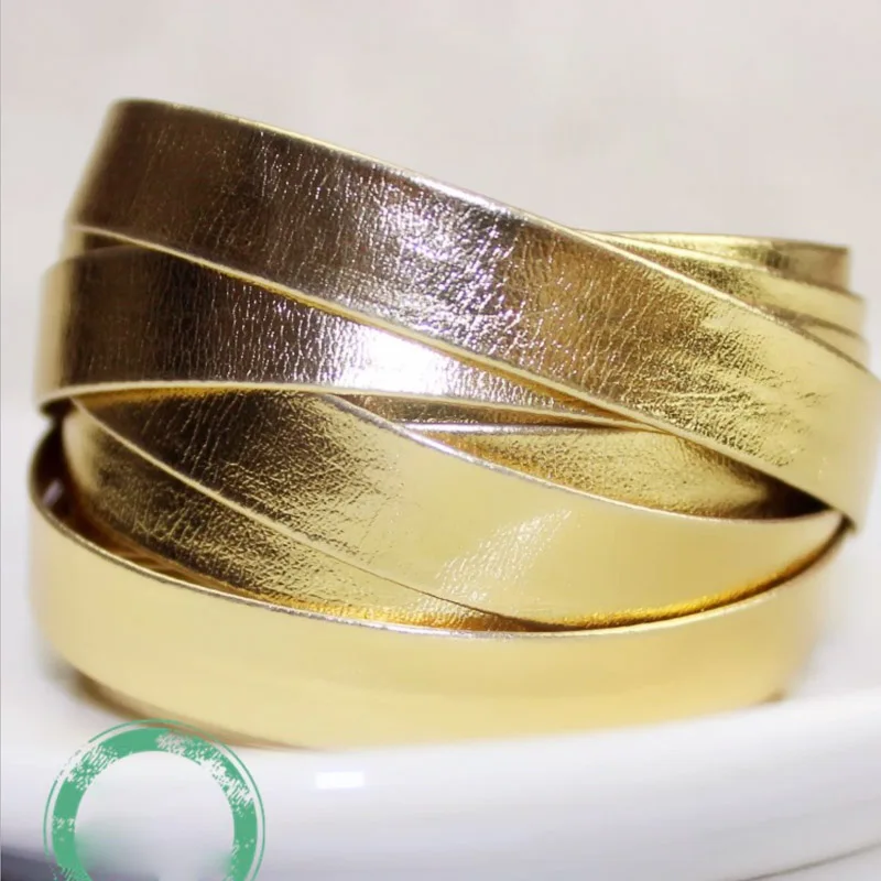 REGELIN 5meter Gold Braided PU Leather Strap Findings 5/8/10/15/20mm Flat Leather Cord String Rope DIY Necklace Bracelet Making