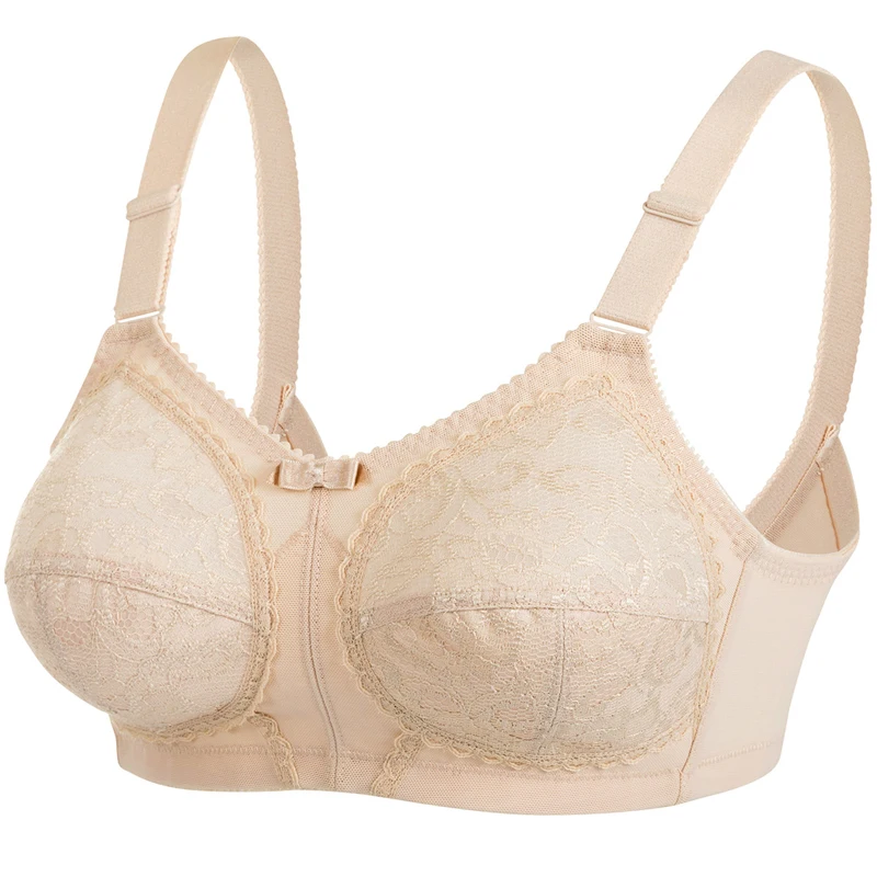 Womens Bras Non-Padded Underwear Lingerie Full Coverage Lace Firm Comfort Support Bra 34 36 38 40 42 44 C D DD E