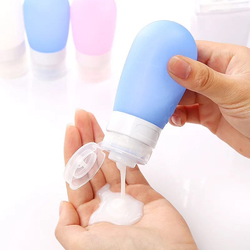 1Pc 38ml 60ml 80ml Empty Silicone Travel Packing Press Bottle For Lotion Shampoo Bath Small Sample Containers