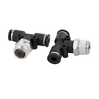 20pcs T Type 1/4" PT Male Thread 4mm Push In Joint Connector Quick Fitting