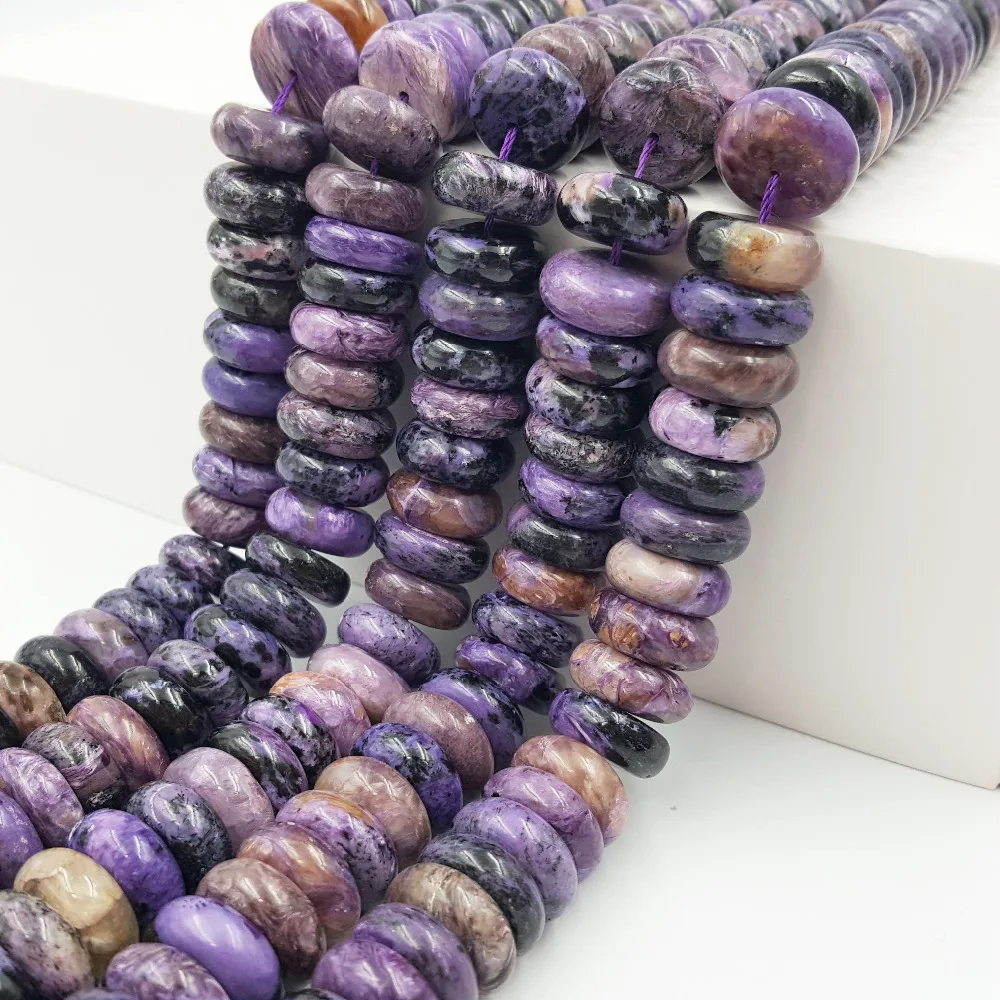 LiiJi Unique Natural Genuine Charoite Beads Purple Loose Spacer Beads 6x16mm DIY Jewelry Making Bracelet Necklace 15'' Strands