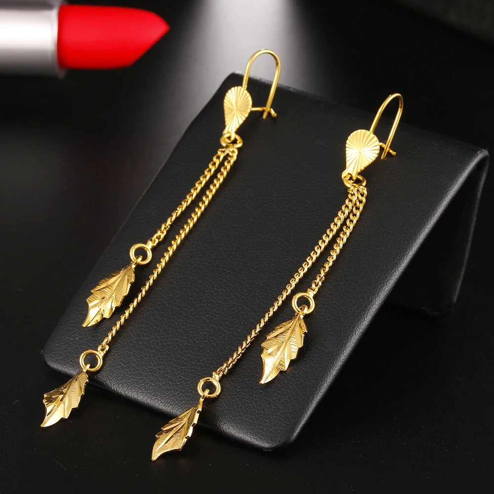 Ethlyn Jewelry Italina Fashion Cooper Yellow Gold Color Long Tassels Women Party Wedding Dangle Drop Earrings E78