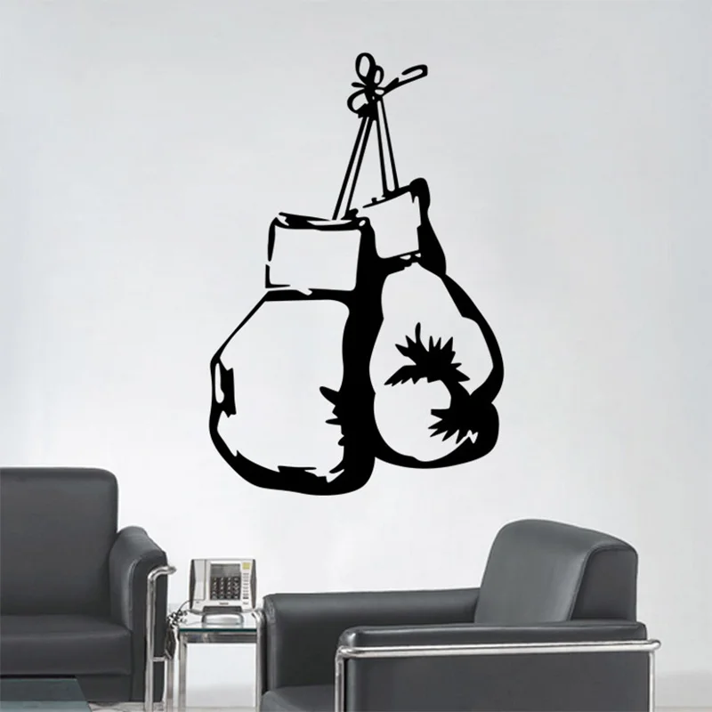 Cool Boxing Gloves Fighting Battle Stripe Wall Mural Sticker Decal Wallpaper Man Boys Bedroom Graphic Home Decoration 40*60cm