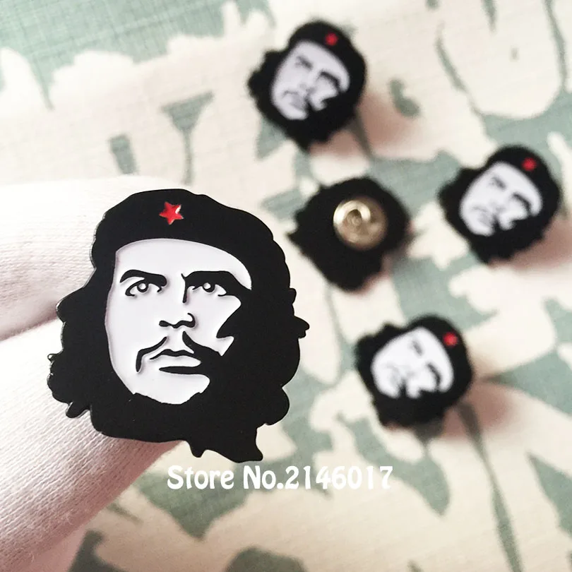 

10pcs Wholesale Socialist Liberal Military Lapel Pin Brooch Gift or Art Metal Craft 27.5mm Che Guevara Rebel Pins Enamel Badges