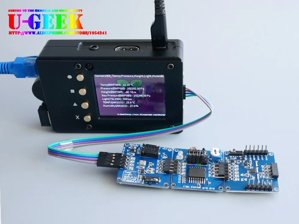 UGEEK Temperature, Barometric, Altitude, Light, Humidity Five in One Sensor Module for Arduino Raspberry Pi 3 2 B+,Suport Stack