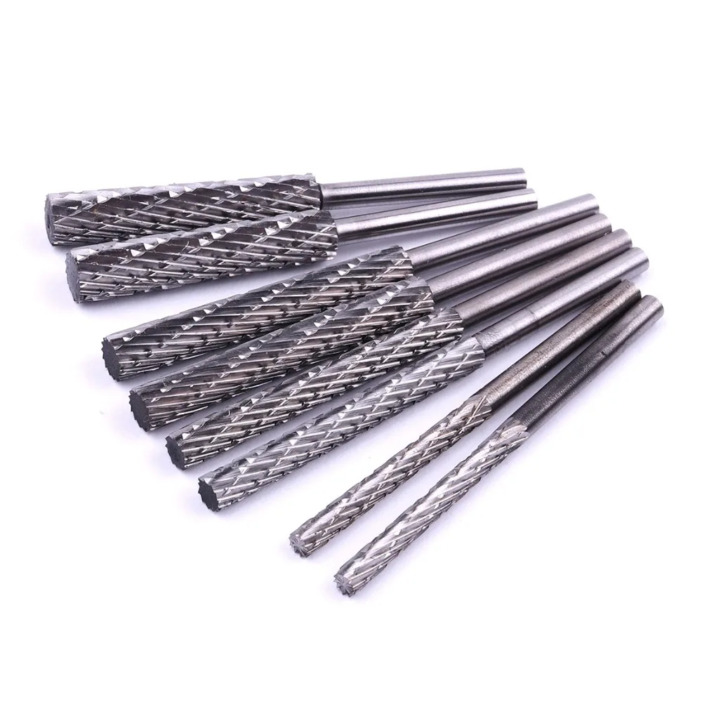 High Speed Steel Rotary Bur Cutter 8Pcs 4 Sizes 3*3mm 3*4mm 3*5mm 3*6mm Flexible File Universal Tools Car-styling Accessories