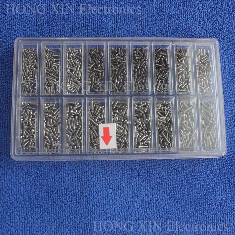 900Pcs/Set Silver Stainless Steel Tiny Screws For Eye Glasses Watch Clock Repair Kit Tools Box Of Assorted Screws screw