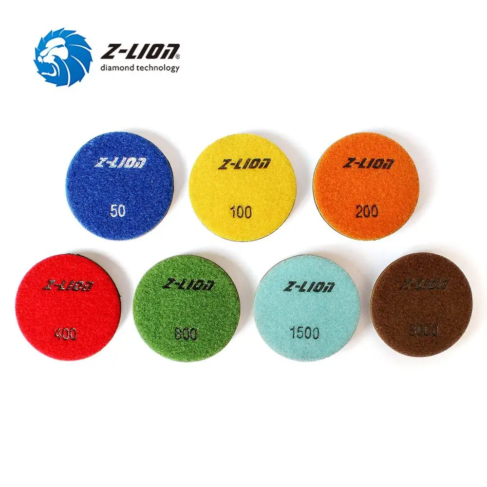 Z-LION Diamond Floor Polishing Pads 3 Inch 2pcs/3pcs Grinding Disc For Marble Stone 10mm Thickness Wet Polishing Wheel