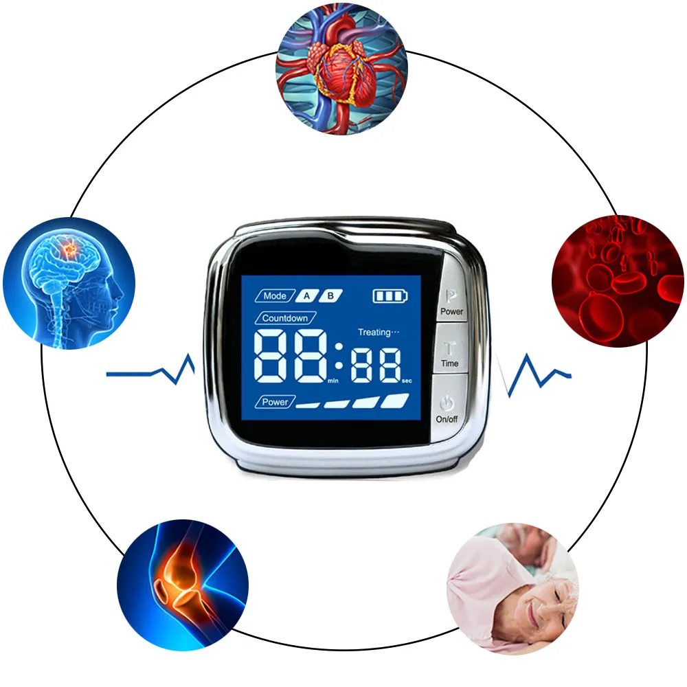 Relógio Casa de Terapia Com Laser de 650nm Diodo Pulso Pressão Arterial Elevada de Gordura Arterial Elevada de Açúcar para o Diabetes Tratamento de Semicondutores