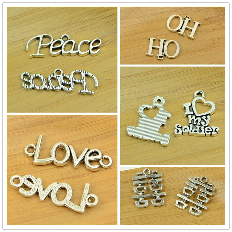 

letter/words/alphabet DIY alloy pendant antique silver vintage jewelry making accessories findings bracelet necklace chain new