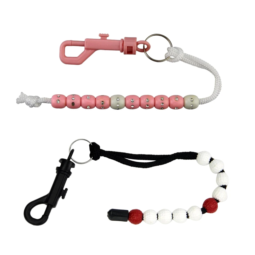 Plastic Golf Beads Stroke Shot Score Counter Keeper with Clip -Pink/White Golf Stroke Bead Score Counter