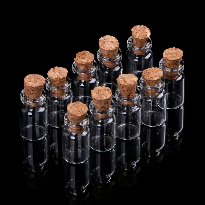 30PCS 0.5mL Mini Small Tiny Clear Cork Stopper Glass Bottles Vials Wholesale Drop Shipping