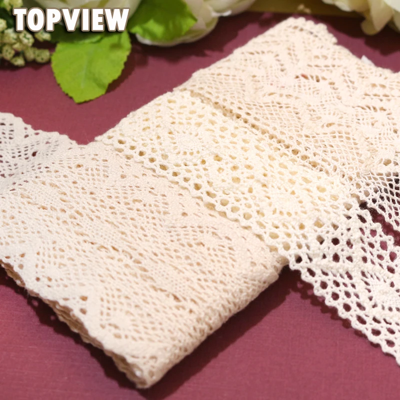 3.5-7CM 20YARD/LOT Lace Accessories Cotton Edge Theory  Sweater Side Skirt Full Cotton Curtain Sofa Diy Cotton Lace TRIM