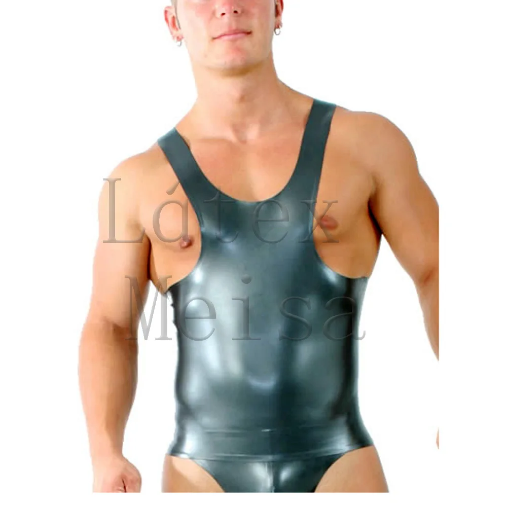 

Custom tailored silver men's tight latex vest what is made of 100% real natural latex materials