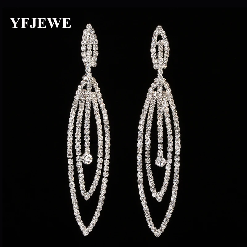 YFJEWE Trendy Style Gold and Silver Color Water-drop Rhinestone Crystal Earrings Elegant Bridal Wedding Accessories Jewelry E461