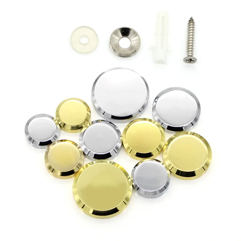 4Pcs Circular Bevel Edge Glass nail Solid Copper Decorative Nail Mirror Fixing Screws t Advertisement nail Fittings Screw Cover