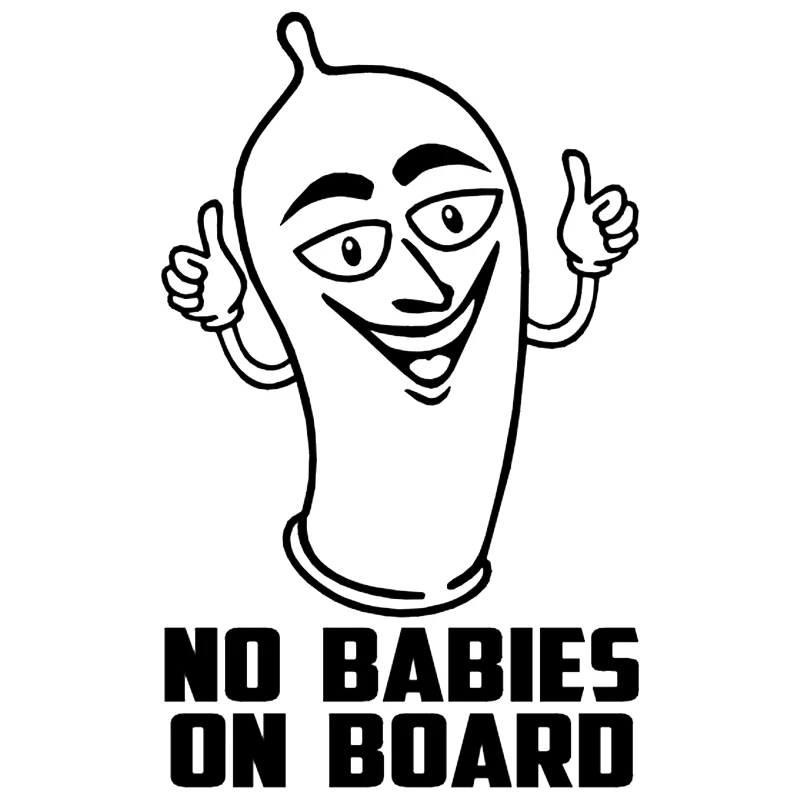 No Babies On Board Vinyl Decal Sticker Car Window Bumper Funny Condom Baby Vinyl Decor Decals