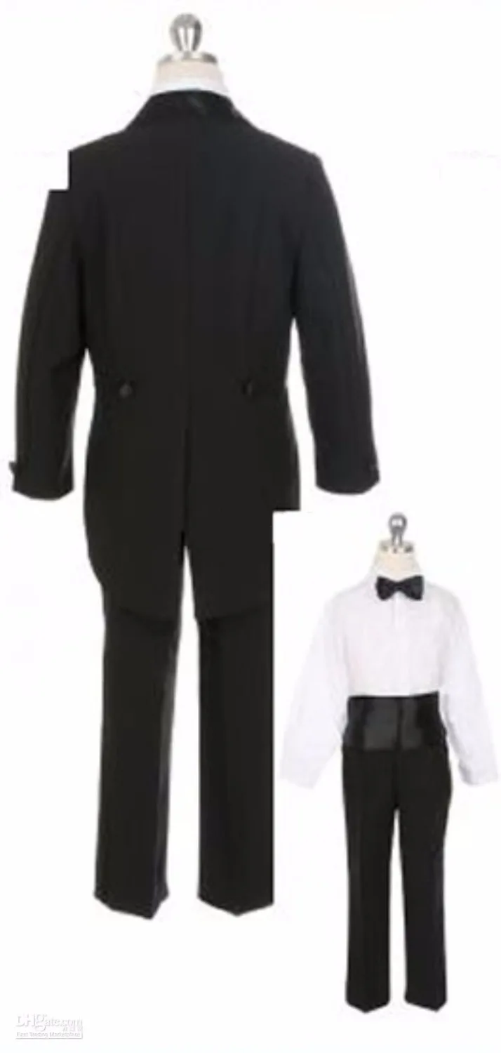 Formal Boys Kids Pinstripe Single Breasted 3 buttons Straight pockets Wedding Party Suit Tuxedo Child Tuxedos (Jacket+Bow+Pants)