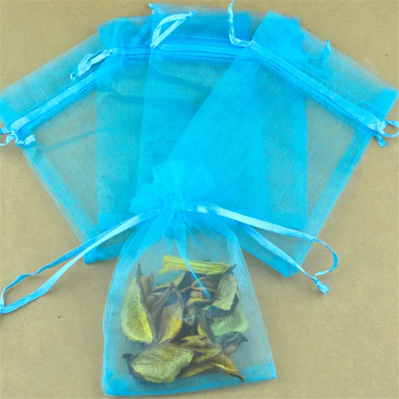 200pcs/lot Lake Blue Organza Bag 13x18cm Jewelry Candy Gifts Packaging Bag Wedding Decoration Drawstring Gift Bags Organza Pouch