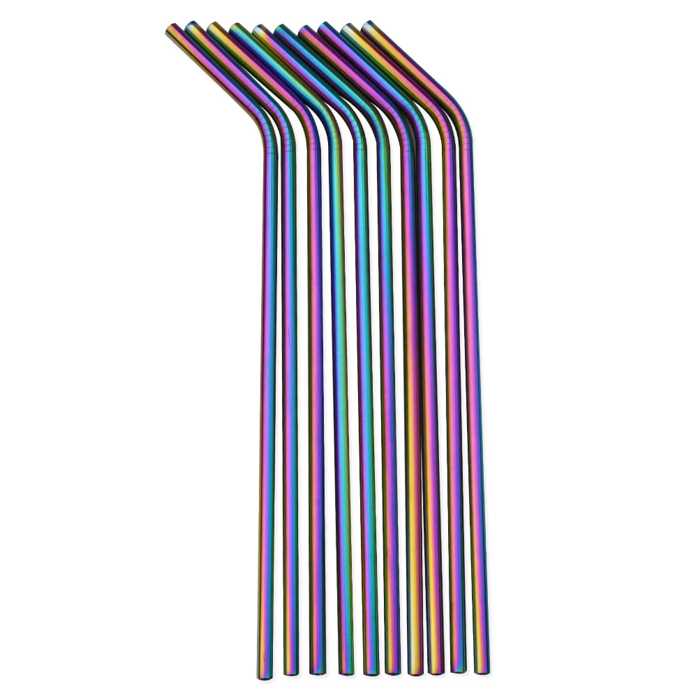 WOWSHINE factory new colorful stainless steel 304 drinking straw 10pcs/lot dishwashers safe multicolors rust free with 2 brushes