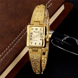 Reloj de pulsera de acero inoxidable para mujer, accesorio de marca superior de lujo, color dorado, elegante, a la moda, 2023