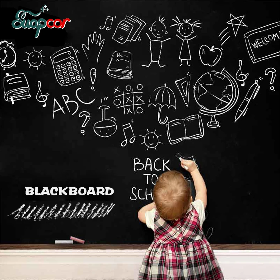 Kid Creative Chalkboard Wall Sticker Removable Blackboard Stickers PVC Home Bedroom Kids Room Door Decor With Regular Chalks