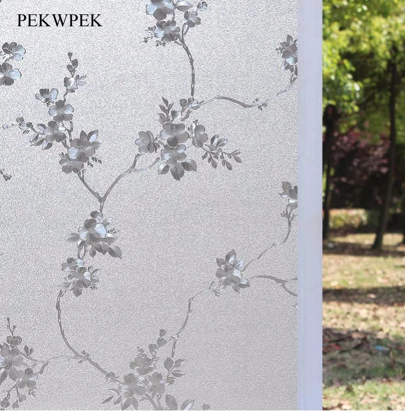 

3D Refraction White Plum Blossom Static No Glue Frosted Stained Glass Window Film, Scrub Decorative Film, 45-90cm