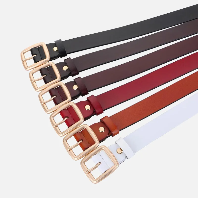 Zency Women Belts Luxury Brand 100% Genuine Leather High Quality Fashion Pin Buckle Waist Belt For Jeans Black White Brown