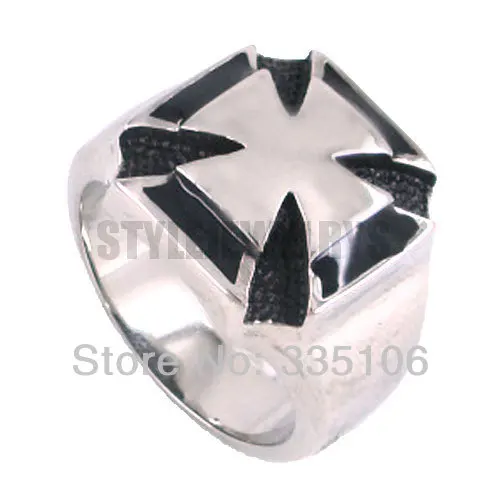 Classic German Army Iron Cross Ring Stainless Steel Jewelry Biker Mens Gift  SWR0127A