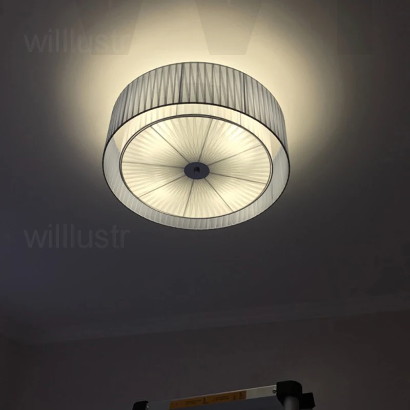 

fabric drum pendant light round cloth shade suspension lamp nordic home bedroom hotel dinning room restaurant loft cafe