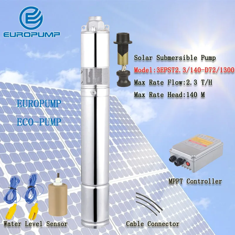 

EUROPUMP MODEL(3EPST2.3/140-D72/1300) best price 72v dc high pressure electric solar powered water spray irrigation pump for agr