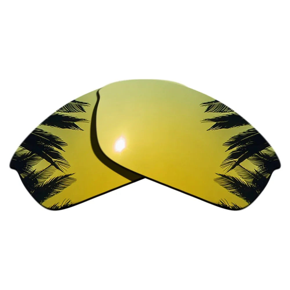 (Silver Mirrored+24K Gold Mirrored Coating) 2-Pairs Polarized Replacement Lenses for Flak Jacket 100% UVA & UVB Protection