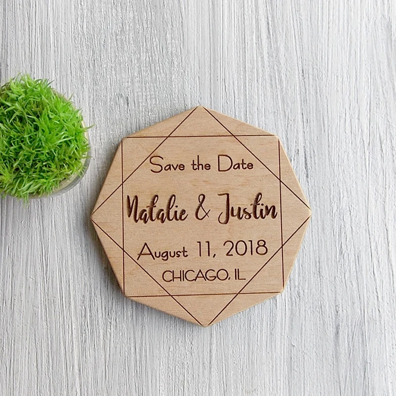 Wedding save the date magnet, Wedding invitation, Geometric save the date, Wedding announcement, Wooden Modern wedding Bride