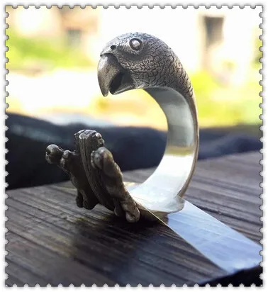 wholesale Retro Zinc Alloy punk Parrot Ring free size cute animal cageling bird Ring jewelry for all pet lovers 12pcs/lot