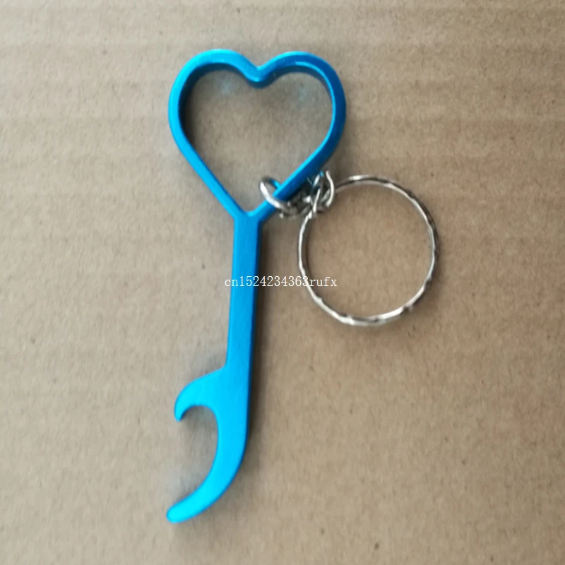 1Pcs Love Heart Shaped Bottle Opener Keyring Keychain Key Chain Portable Wine Beer Bottle Opener