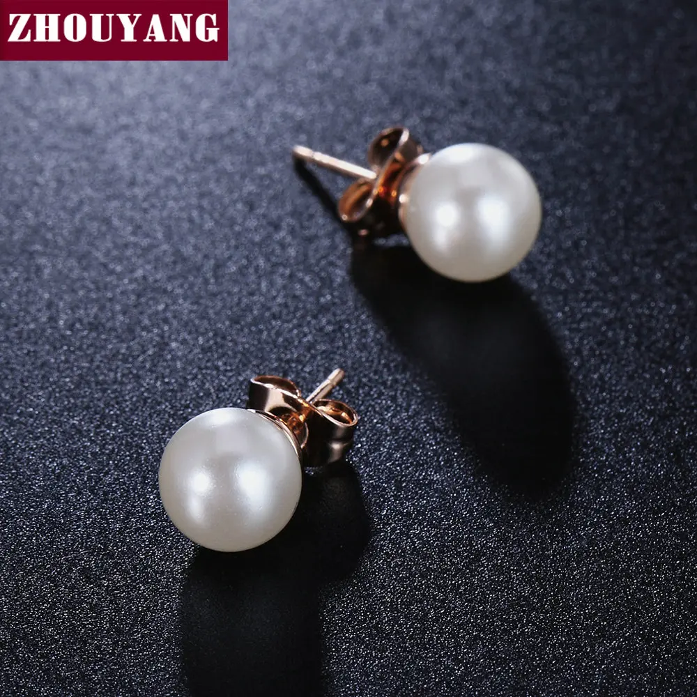 Top Quality Classic Little Imitation Pearl Rose Gold Color Earring ZYE330 ZYE349