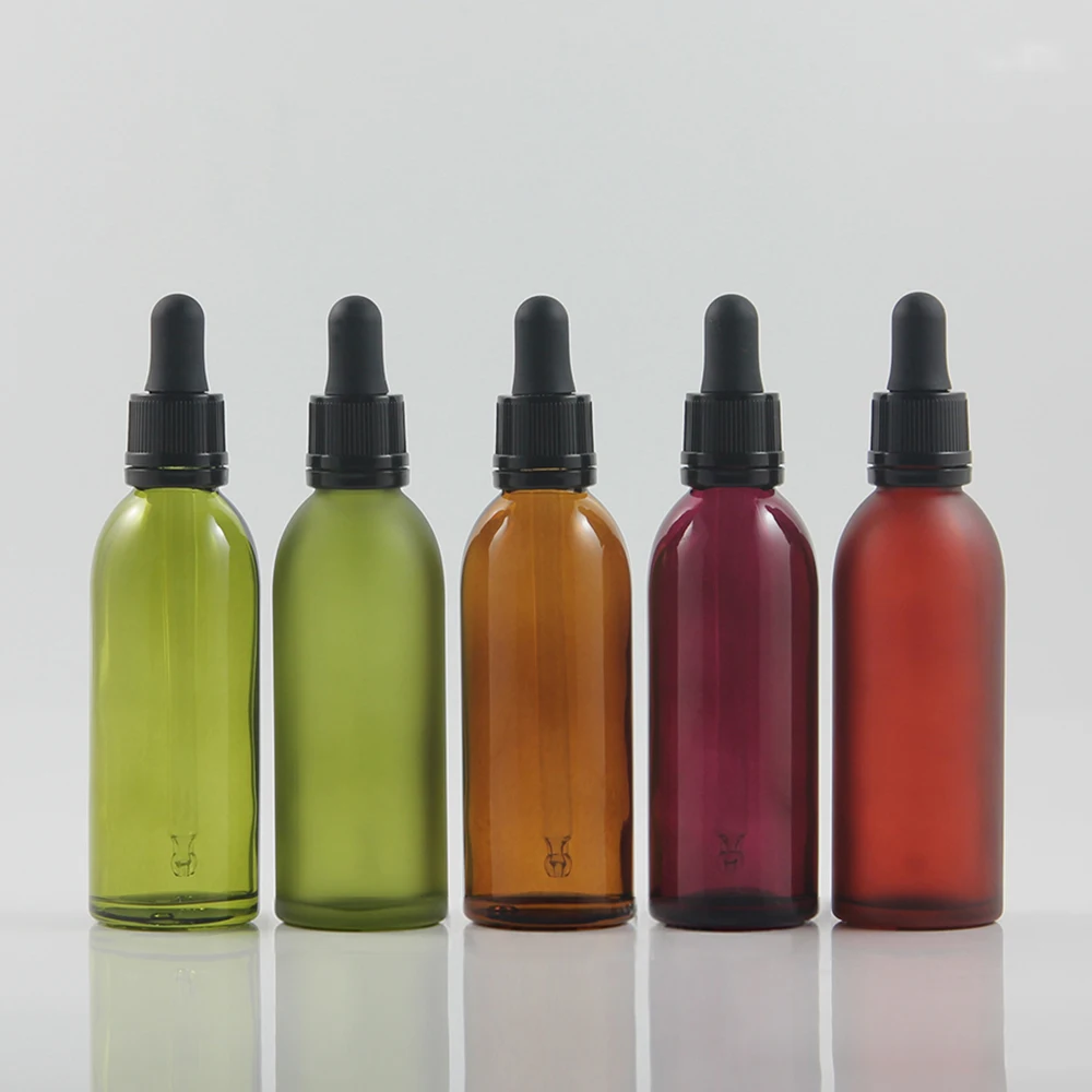 China supplier green amber red glass bottle with black Anti-Theft Cover 60ml, dropper bottle for 60ml glass essential oil