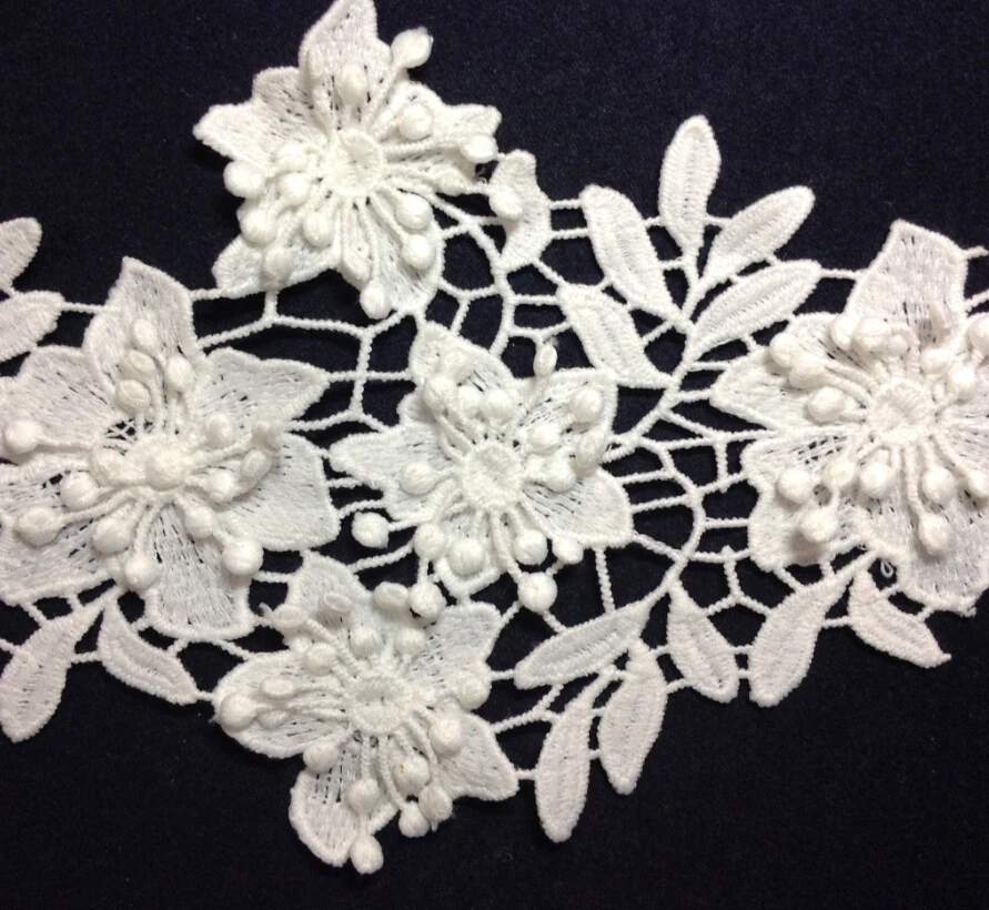 12cm milk fibre 3D guipure lace trim,high quality Eco-friendly soft touch flower lace trimming,XERY-LH050533