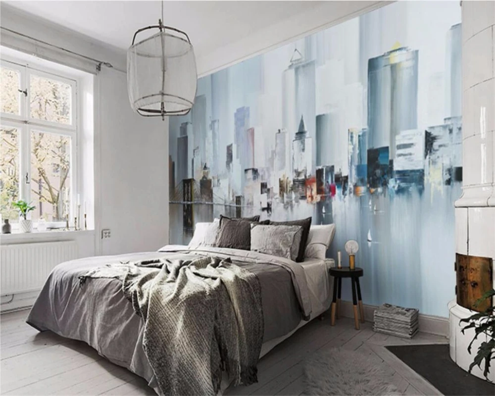 beibehang Custom wallpapers 3d mural ultra-high quality picture abstract urban oil painting art background wall paper 3d murals