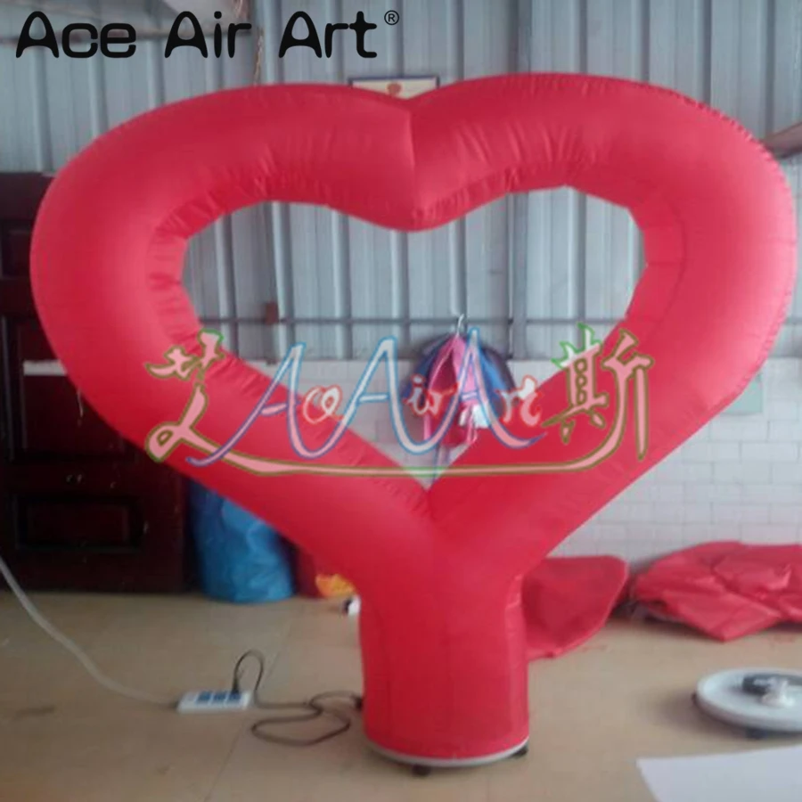 2 PCS Red Led Decoration Inflatable Pillars Column and Heart Shaped Ground Decor for US Wedding and Party